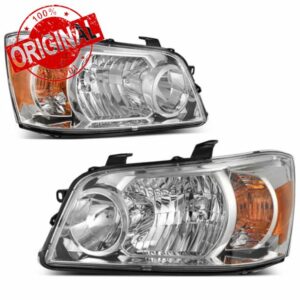 AUTOSAVER88 Headlights Assembly Compatible with 04 05 06 2004 2005 2006 Highlander 04-06 2004-2006 Headlamps Pair Chrome Housing Amber Reflector