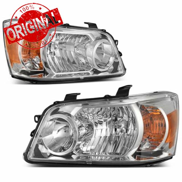 AUTOSAVER88 Headlights Assembly Compatible with 04 05 06 2004 2005 2006 Highlander 04-06 2004-2006 Headlamps Pair Chrome Housing Amber Reflector