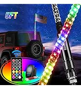 Nilight 2PCS 4FT Spiral RGB LED Whip Light w/RGB Chasing/Dancing Light RF Remote Control Lighted ...