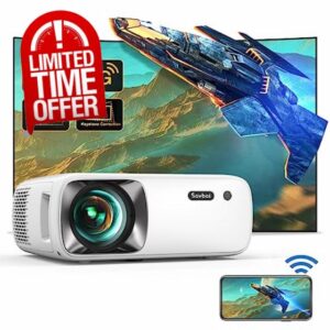 Projector 4K with WiFi and Bluetooth: Upgrade 650 ANSI Native 1080P Outdoor Projector