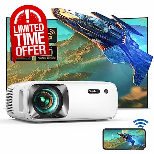 Projector 4K with WiFi and Bluetooth: Upgrade 650 ANSI Native 1080P Outdoor Projector