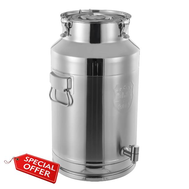 Milk Can Container Wine Storage Container with Lid and Handles Stainless Steel Barrel Bucket for Storing Water Liquid Beer Cream Flour Oil Rice Grain