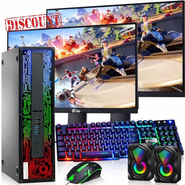 HP G2 RGB Gaming PC Desktop – Intel Core i7 6th Gen | 16GB DDR4 Ram | 1TB SSD | NVIDIA GTX 1050 Ti 4GB DDR5 | Dual New 24 Inch Monitors | Windows 10 Pro – Computer Tower for PC Gamers (Renewed)