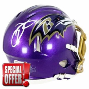 Odell Beckham Jr Autographed Baltimore Ravens Flash Football Mini Helmet - Hand Signed & Beckett Authenticated