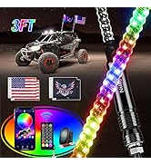 Nilight 2PCS 4FT RGB LED Whip Light and 8 PCS RGB Rock Lights Combo, Remote & App Control w/DIY C...