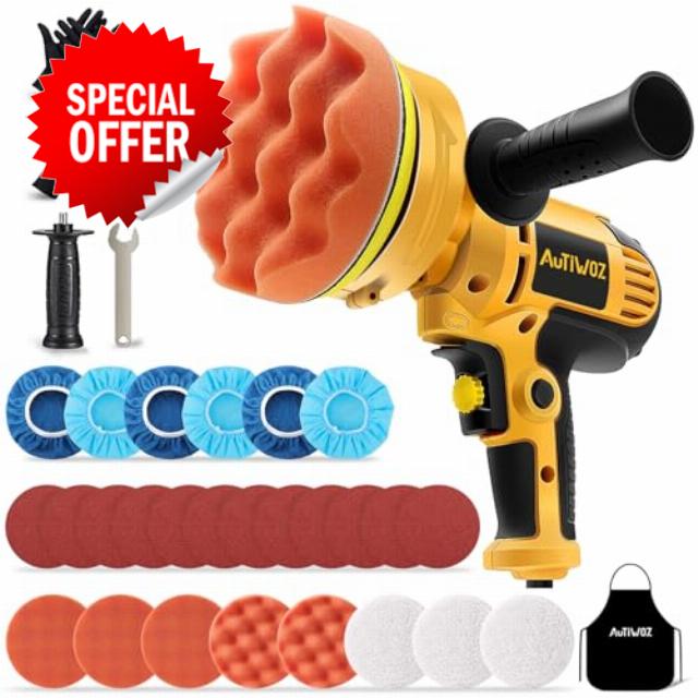 AUTIWOZ 5-Inch Rotary Car Polisher Buffer Sander 700W Mini Waxing Polishing Machine for Car Boat Floor DIY Polish Buffing Cleaning Variable 6 Speeds with 125mm Pad Bonne