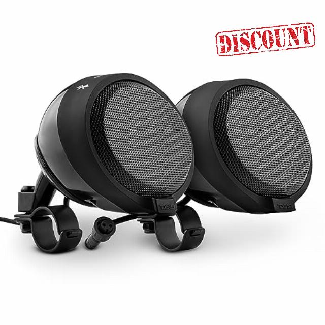 DS18 RYDERBT Amplifier Full Range Motorcycles/Scooters Speakers - Water Resistant Bluetooth Speakers 240 Watts - Amplified Handlebar Mounted Audio Speakers Pods - USB Port for Music & Charging - Pair