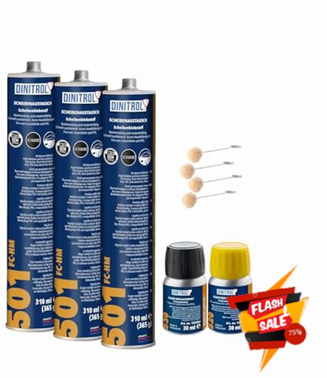 WOL DINITROL 501 FAST CURE WINDSCREEN FITTING KIT DINITROL 530/520 BOND ADHESIVE GLUE SEALANT DIN44