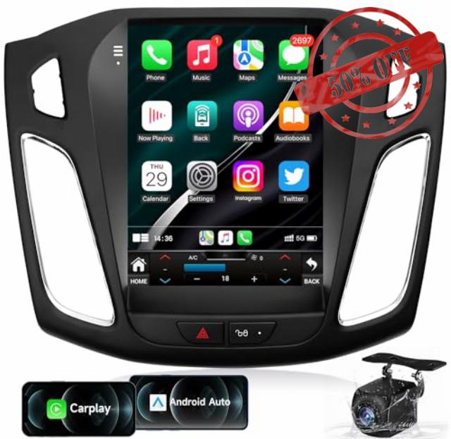 5GWiFi Upgrade 4+32G(8 Core) 1024 * 768 HD Android11 Car Stereo Radio for Ford Focus 2012-2018 Wireless CarPlay & Andriod Auto Bluetooth GPS Navigation/Mirror Link/Backup Camera& with Sony System