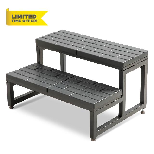 VOLUKA Hot Tub Steps -Heavy Duty Iron Frame Hot Tub Stairs
