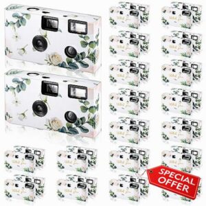 Treela 20 Pack of Disposable Camera for Wedding Bulk Single Use Flash 35mm 400ISO 27 Film Camera for Birthday Bridesmaid Concert Travel Anniversary Party Supply Vacation Gift (Fresh Color