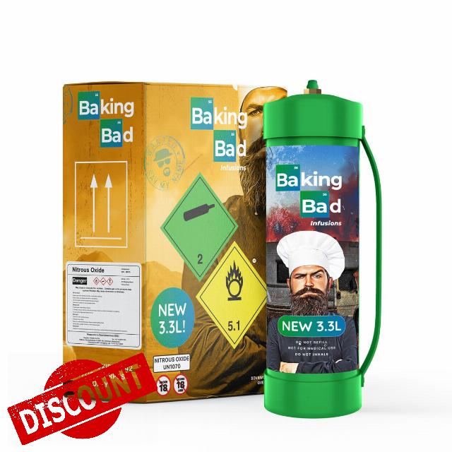 Baking Bad 3.3L Cream Charger Cylinder - Pure Food-Grade Gas Propellant for Exotic Whip Nitrous Oxide - Perfect for Drinks and Cocktails - (1 Box