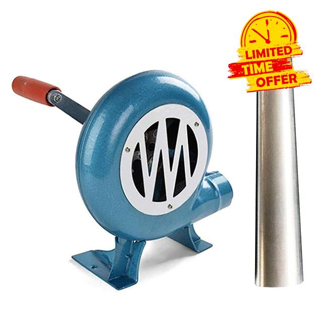 Hand Crank Blacksmith Forge Blower - Manual Iron Gear BBQ Blower