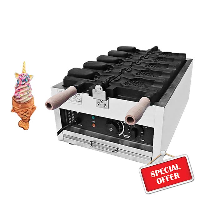 CPVKRY Taiyaki Fish Waffle Maker 110V/Commercial Ice Cream Waffle Maker/Stainless Steel Taiyaki Maker/50-300℃/122-572℉ Adjustable