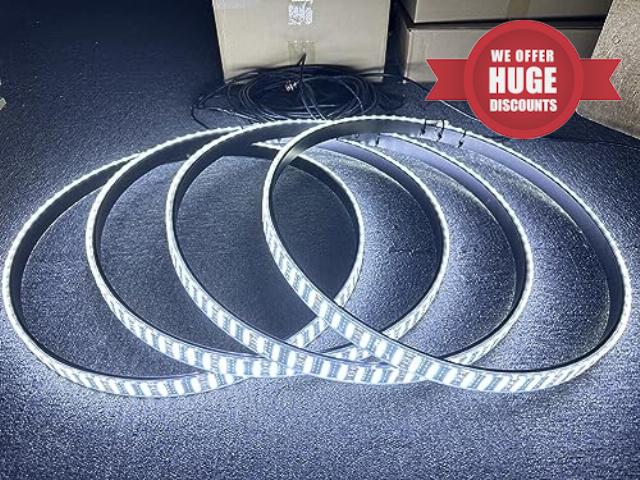 Sando Tech 17.5" Quad Row 1344Leds Cold White Flashing LED Wheel Ring Light Sturdy Iron Ring Wheel Well Light for Car Truck Vehical Switch & Remote Control (17.5'')