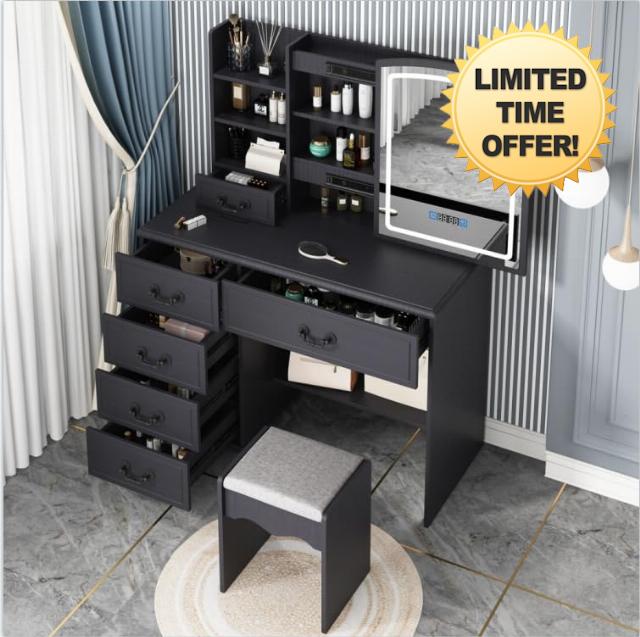 XVURO Vanity Dressing Table with & Lighted Mirror