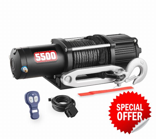 AOTOWO 5500 lb Synthetic Rope Winch