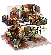 CUTEBEE Dollhouse Miniature with Furniture, DIY Wooden DollHouse Kit Plus Dust Proof and Music Mo...