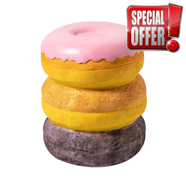 OGEH Foot Rest Stool Cute Small Stool with Fancy Hand Painted for Living Room Kitchen Bedroom (Pink Donut Stool)