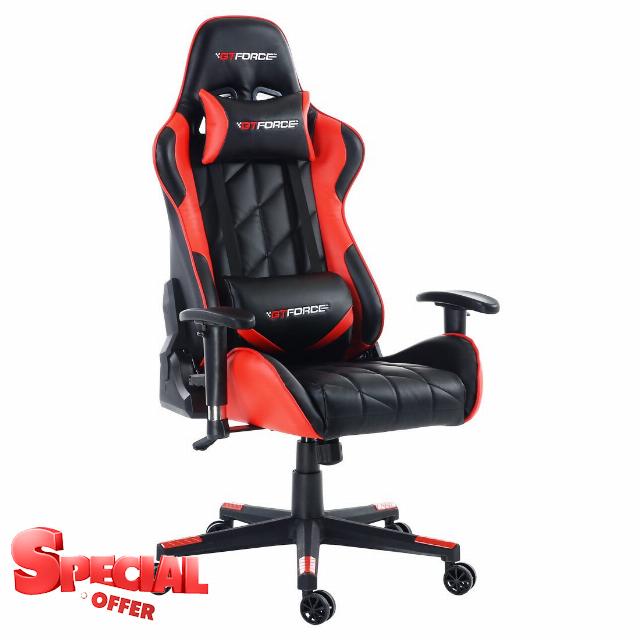 GTFORCE PRO GT Reclining Sports Racing Gaming Office Desk PC CAR Faux Leather Chair (Red)