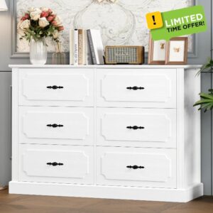 finetones White Dresser 6 Drawer