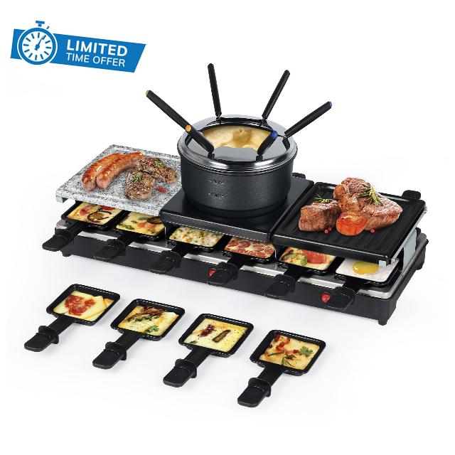 Saenchue Raclette Table Grill - Indoor Electric Grill Griddle - Nonstick Extra Large Reversible 4-In-1 Outdoor Dishwasher Safe with Cheese 12 Paddles 12 Spatulas for 12 Person