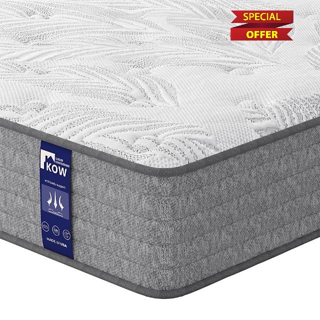 KOW Full Size Mattress 12 inch Gel Memory Foam and Innerspring Hybrid CertiPUR-US Certified Medium Firm Mattresses (12 in