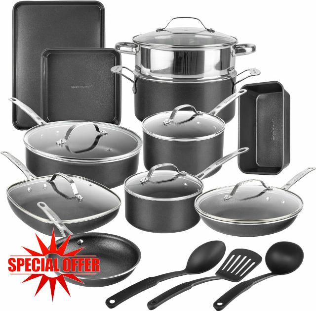 Granitestone 20 Pc Pots and Pans Set Non Stick Cookware Set