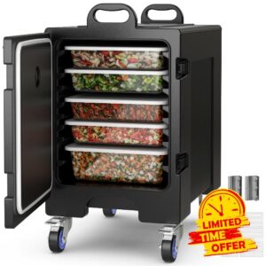 COSTWAY End-Loading Insulated Food Pan Carrier w/Wheels