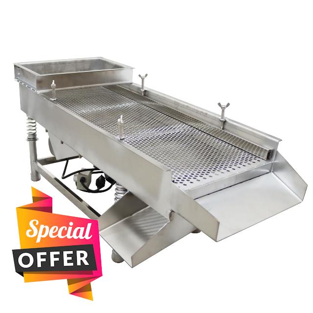 HQHAOTWU Linear Vibrating Screen Straight Vibrating Sieve Shaker Electric Linear Vibrating Sieve Machine JG30-75 Stainless Steel Vibrating Sieve 5mm Screen Single Layer with 1 Motor 110V