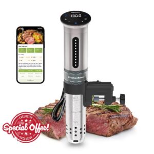 KitchenBoss Wifi Sous Vide Machine: Ultra-quiet Sous-vide Immersion Circulator Cooking Machine APP Control 1100W