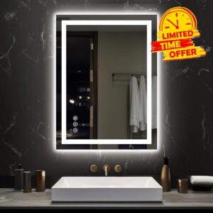 FURNIFIXTURE 24x32 Inch LED Bathroom Mirror - Lighted Vanity Mirror for Wall with Front and Backlit