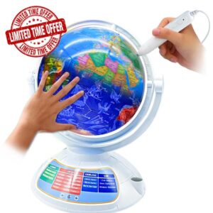 Zgxhga Talking World Globe - Talking interactive Globe With Interactive Stylus Pen | Children with Interactive Maps-Built-in AR Function& Globe Constellation light & Puzzle Game - 13.78 Inch
