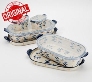 Temp-tations 10 pc Squoval Baking Set: 2 Casserole Dishes w/Lid-its(Trays)