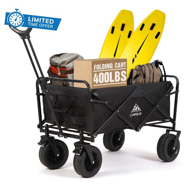 Folding Wagon Cart with Wheels Collapsible up to 400lbs