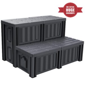 AOSYCO Hot Tub Steps with Storage - Heavy Duty Sturdiness Hot Tub Stairs Spa Steps for Outside Outdoor