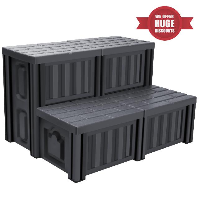 AOSYCO Hot Tub Steps with Storage - Heavy Duty Sturdiness Hot Tub Stairs Spa Steps for Outside Outdoor