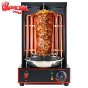 Electric Vertical Rotisserie Shawarma Broiler Kebab Grill Machine Al Pastor Rotating Grill With Temperature Chime