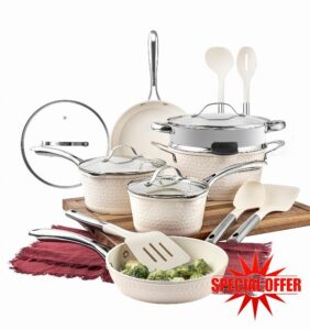 Gotham Steel Hammered 15 Piece Pots and Pans Set Non Stick Cookware Set