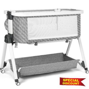 Cowiewie Baby Swingable Bassinet Infant/Newborn to Toddler Bassinet with 3 Stages