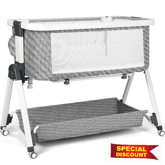 Cowiewie Baby Swingable Bassinet Infant/Newborn to Toddler Bassinet with 3 Stages