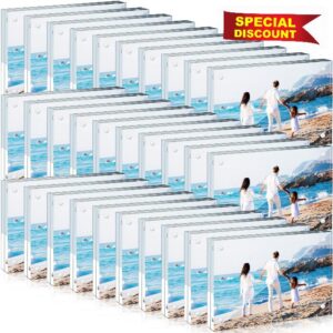 Handepo 30 Pack 4 x 6 Inch Clear Acrylic Picture Frames Magnetic Photo Frames Frameless Desktop Display Double Sided Photo Frame Freestanding Floating Frames for Bedroom Living Room Home Office