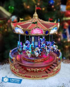 MOMENTS IN TIME 15.2“H Animated Rosie’s Carousel (Moving Carousel) - LED Lights
