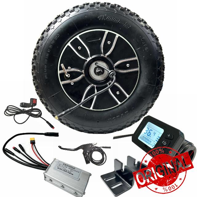 SZWEDI Wheelbarrow Electric Motor Kit 400-8inch Tire Hauling Garden 5km/h-7km/h Speed 36V230W 97N.M Torque Reverse Function Single Wheel Disc Brake for Utility Cart