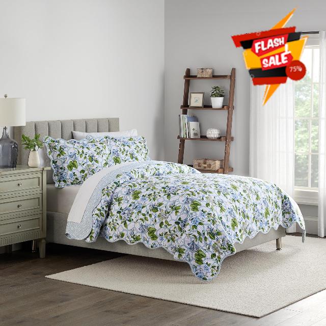 Waverly Grand Arbor Printed 3 Piece Cotton Bedspread Set
