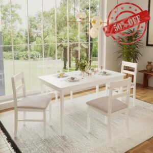Orweiin 5-Piece Solid Wood Indoor Modern Rectangular Dining Table Set for 4