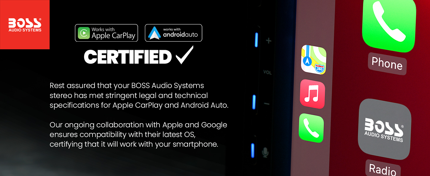 Certified Apple CarPlay and Android Auto