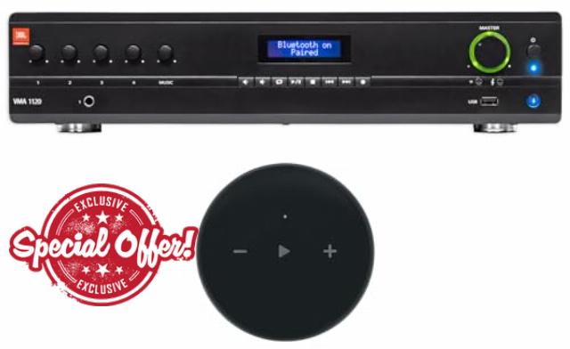 Audiosavings Bundle: (1) JBI VMA1120 Commercial/Restaurant 120W 70v Bluetooth Amplifier Bundle with (1) WiiM Mini WiFi Music Player Wireless Audio Streaming Multiroom Stereo Receiver (Items 2)