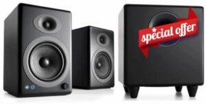 Audioengine A5+ 150W Wireless Bluetooth Home Music System Black with 250W S8 Black Subwoofer