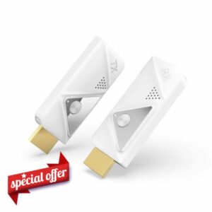 Wireless HDMI Transmitter and Receiver，Wireless HDMI Extender 30M/100ft Long Range，FullHD 1080P @60Hz Support 2.4/5GHz for Streaming Video/Audio for Laptop